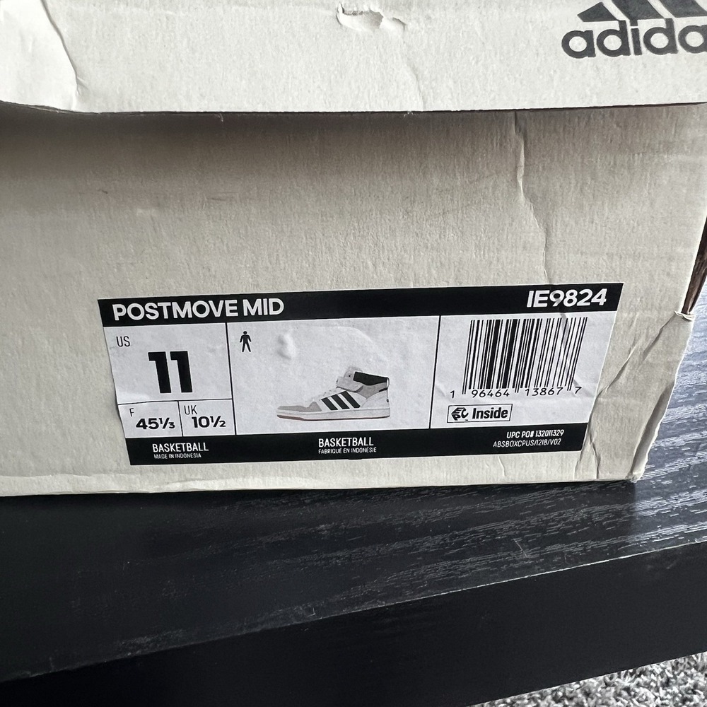 Adidas Postmove Mid Mens 11 White Green Basketball Shoes Sneakers Gum IE9824 - Picture 2 of 12